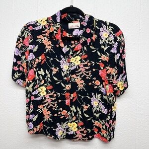 Sareet Vintage Cropped Floral Colorful Vibrant Lightweight Top Womens Sz Medium